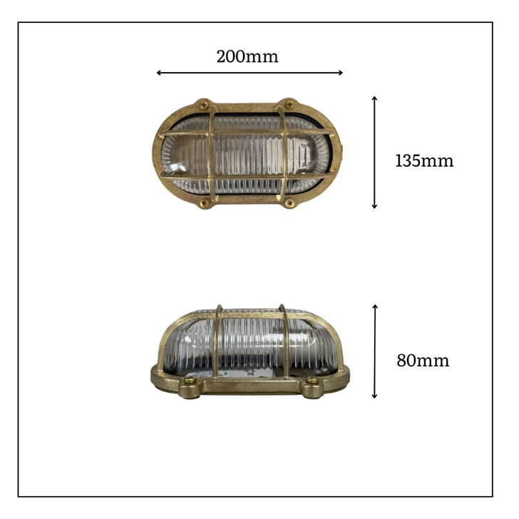 Navigator Merchant Raw Brass Oval Flush Bulkhead - IP64, Solid Brass, Coastal
