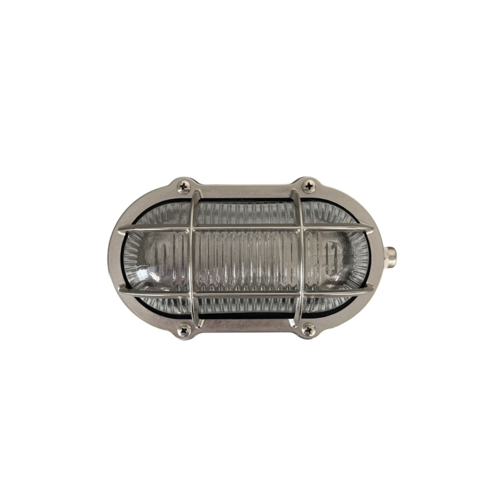 Navigator Merchant Satin Nickel Oval Bulkhead - IP64, Solid Brass, Coastal