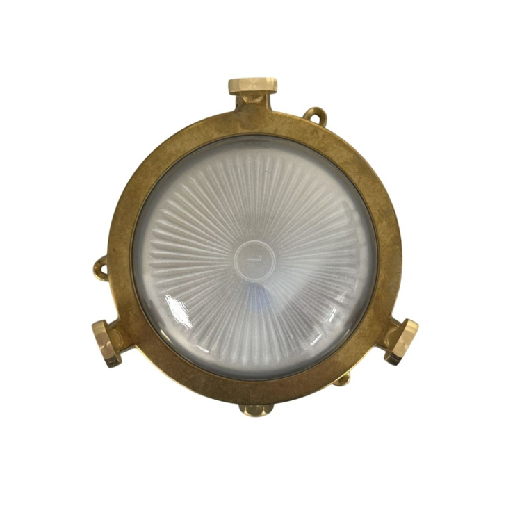 Navigator Mini Compass Raw Brass Circular Bulkhead - IP44, Solid Brass, Coastal