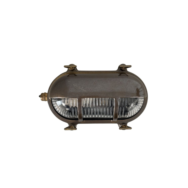 Navigator Palaemon Antique Brass Eyelid Oval Bulkhead - IP64, Solid Brass, Coastal