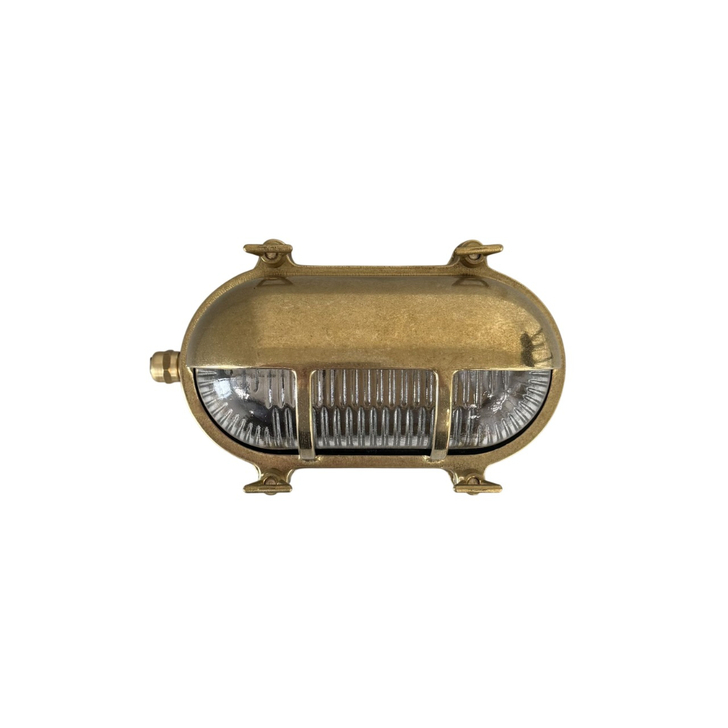 Navigator Palaemon Raw Brass Eyelid Oval Bulkhead - IP64, Solid Brass, Coastal