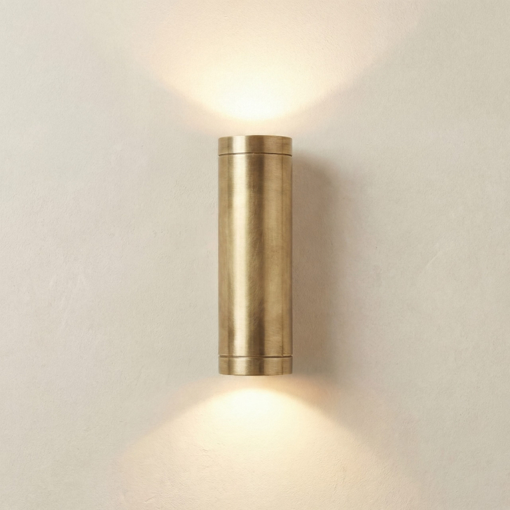 Navigator Pharos Raw Brass Up And Down Exterior Wall Light - IP64, Solid Brass, Coastal