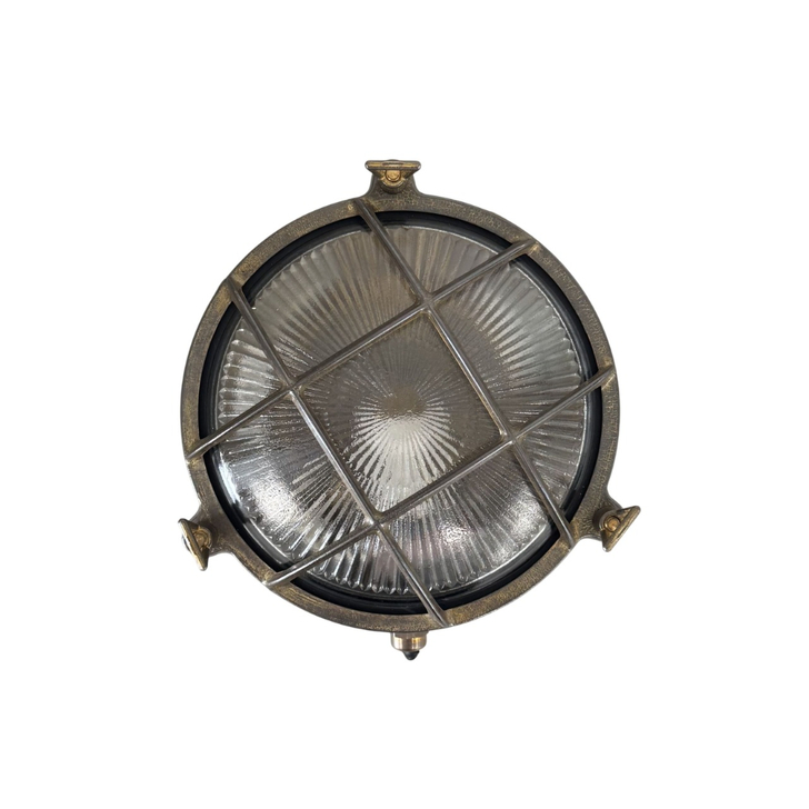 Navigator Small Cabin Antique Brass Circular Bulkhead - IP64, Solid Brass, Coastal