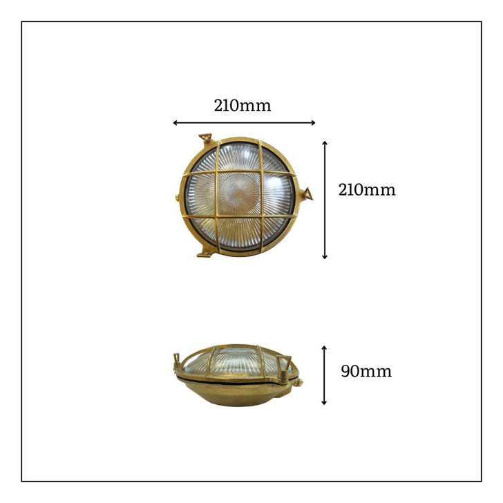Navigator Small Cabin Antique Brass Circular Bulkhead - IP64, Solid Brass, Coastal