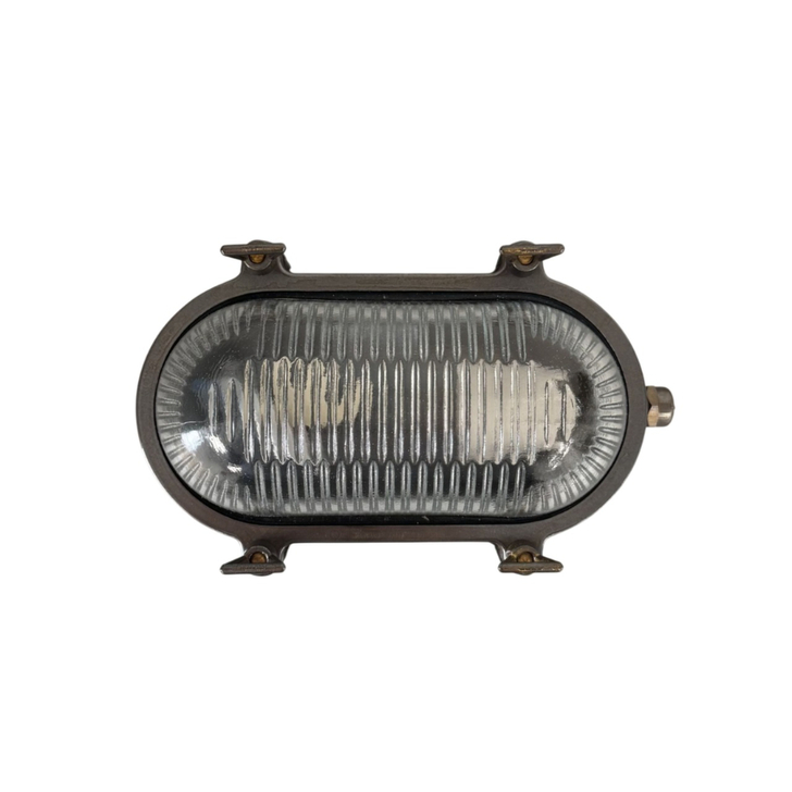 Navigator Small Siren Antique Brass Oval Bulkhead - IP64, Solid Brass, Coastal