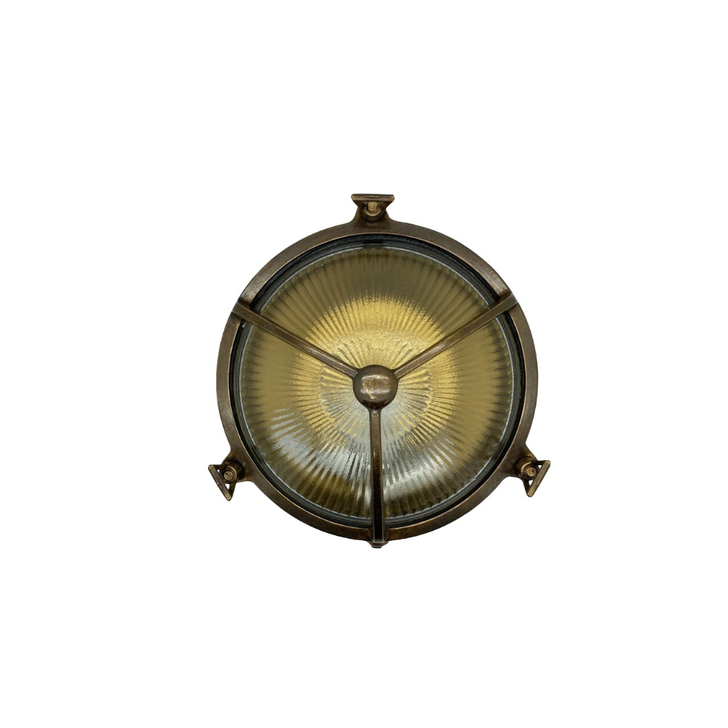 Navigator Trident Antique Brass Circular Bulkhead - IP64, Solid Brass, Coastal