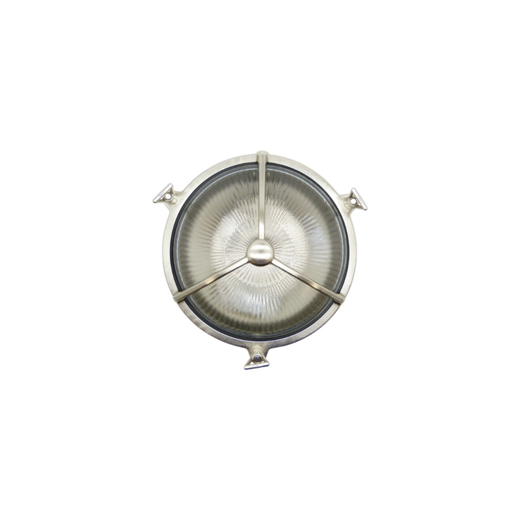 Navigator Trident Satin Nickel Circular Bulkhead - IP64, Solid Brass, Coastal