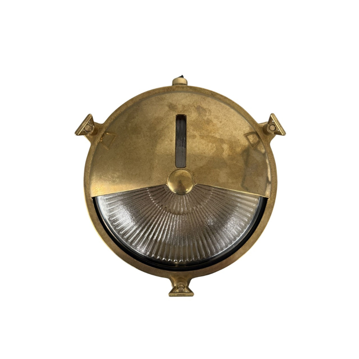 Navigator Trident Shield Raw Brass Circular Bulkhead - IP64, Solid Brass, Coastal