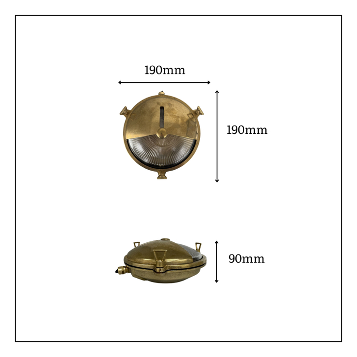 Navigator Trident Shield Raw Brass Circular Bulkhead - IP64, Solid Brass, Coastal