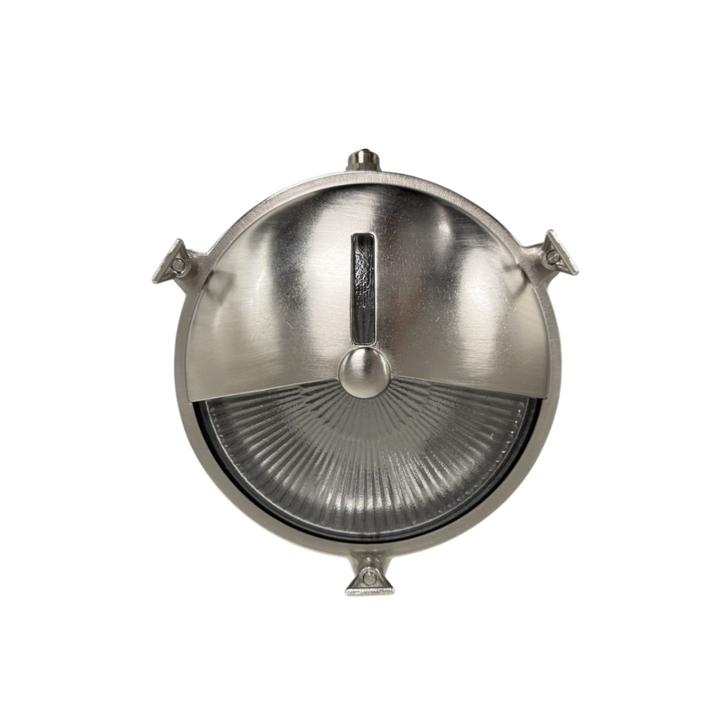 Navigator Trident Shield Satin Nickel Circular Bulkhead - IP64, Solid Brass, Coastal