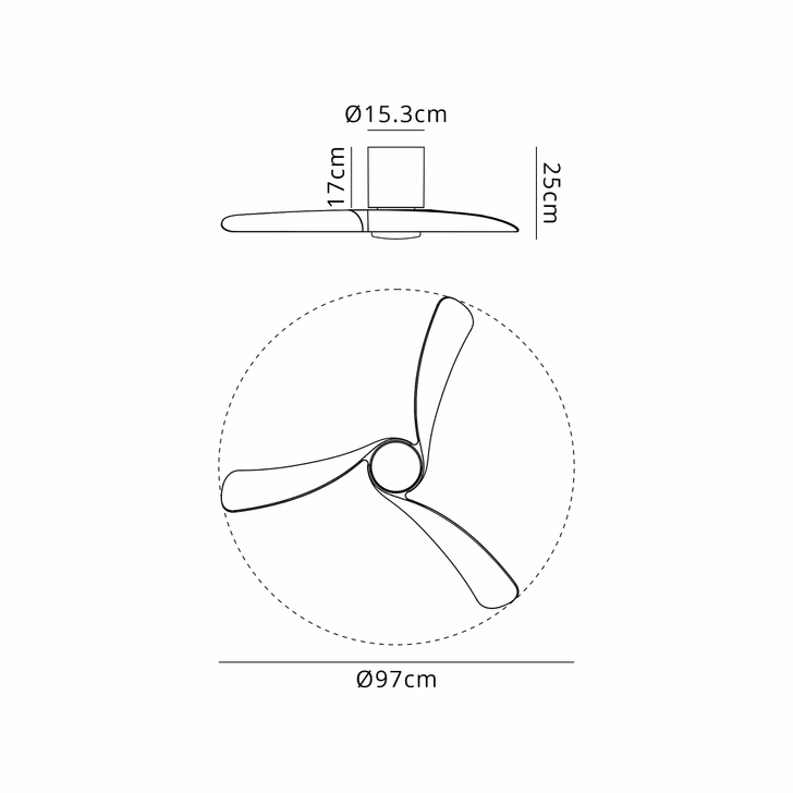 Nemo S 97cm 24W LED Dimmable Ceiling Light With Built-In 30W DC Fan: 2700-5000K Remote Control: 3200lm: White