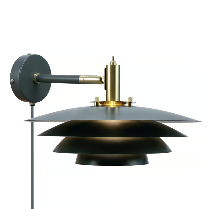 Nordlux Bretagne Grey/Brass Plug In Wall Light