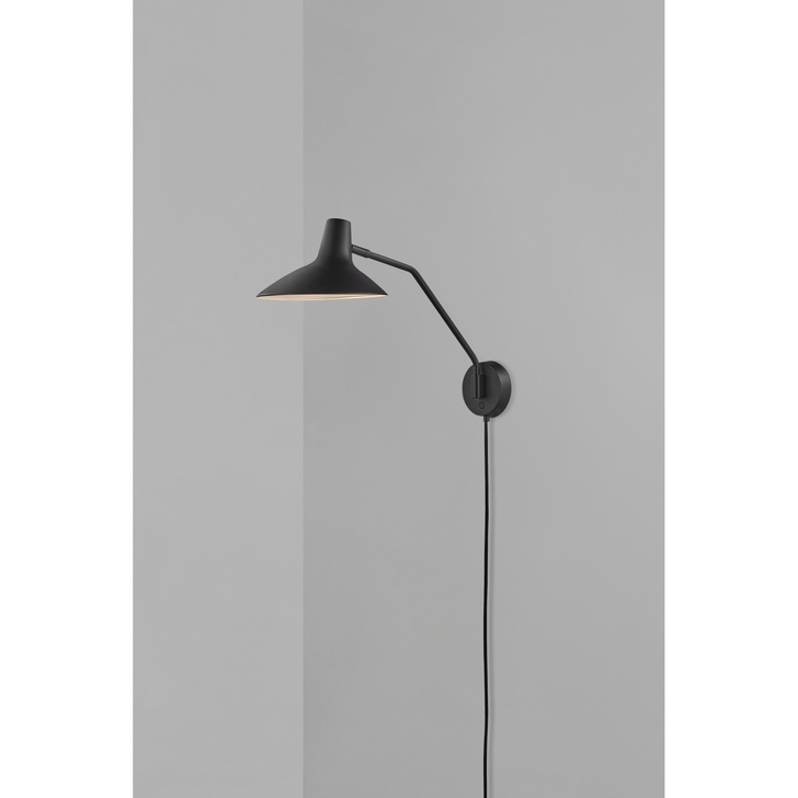 Nordlux Darci Black Adjustable Metal Plug In Wall Light