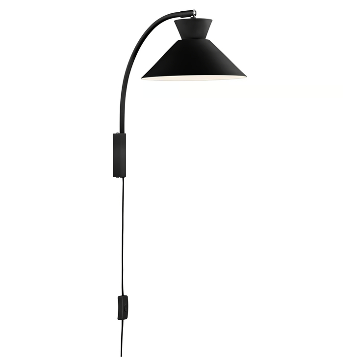 Nordlux Dial Black Adjustable Metal Plug In Wall Light