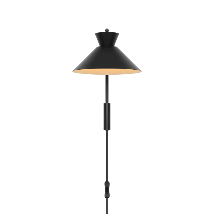 Nordlux Dial Black Adjustable Metal Plug In Wall Light