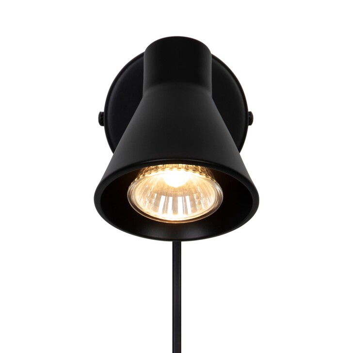 Nordlux Eik Black Adjustable Plug In Wall Light