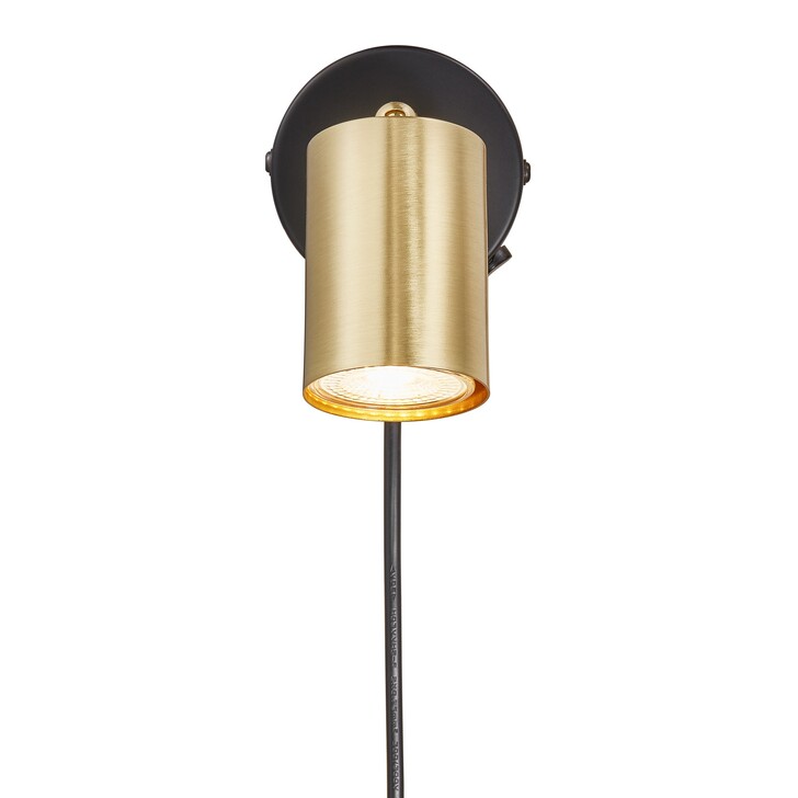 Nordlux Explore Brass And Black Adjustable Plug In Wall Light