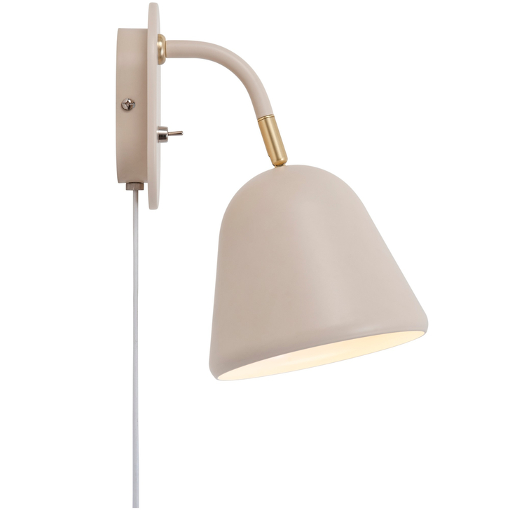 Nordlux Fleur Brass And Beige Adjustable Plug In Wall Light