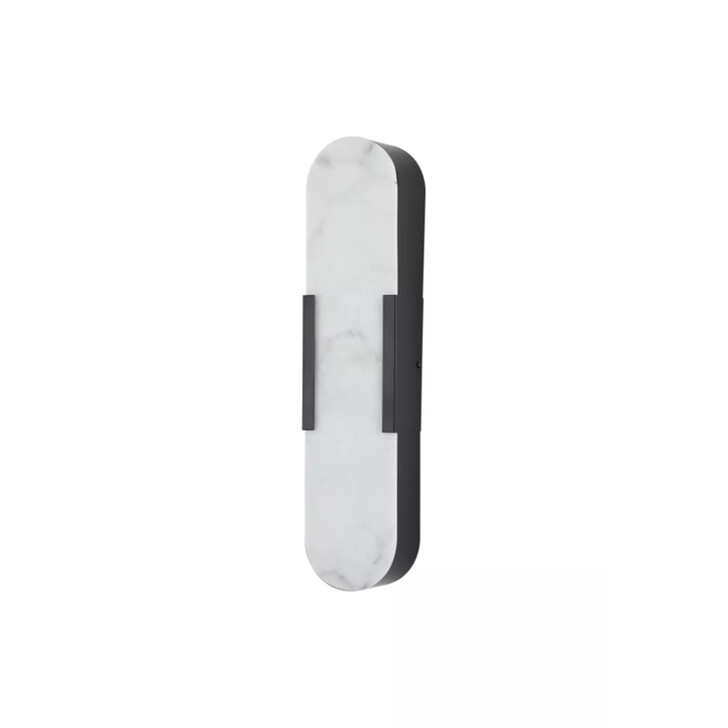 Opaline Large Black Bathroom Led Wall Light Complete With Marble Resin Shade - IP44 - 3000K