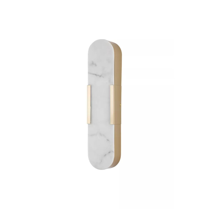 Opaline Large Matt Gold Bathroom Led Wall Light Complete With Marble Resin Shade - IP44 - 3000K