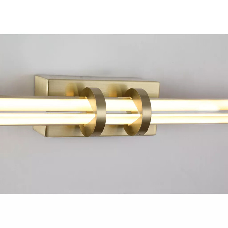 Parma Horizontal Satin Brass Bathroom Wall Light Complete With Clear Glass - IP44 - 3000K