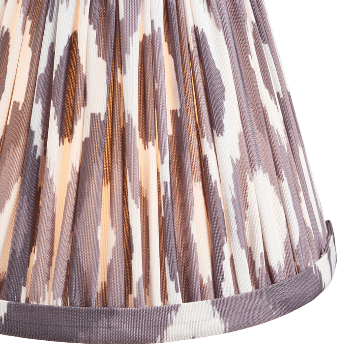 Pearl Grey Ikat Patterned Fabric 16cm Shade - Golf/Candle Clip
