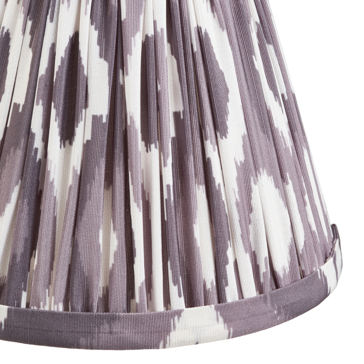 Pearl Grey Ikat Patterned Fabric 16cm Shade - Golf/Candle Clip