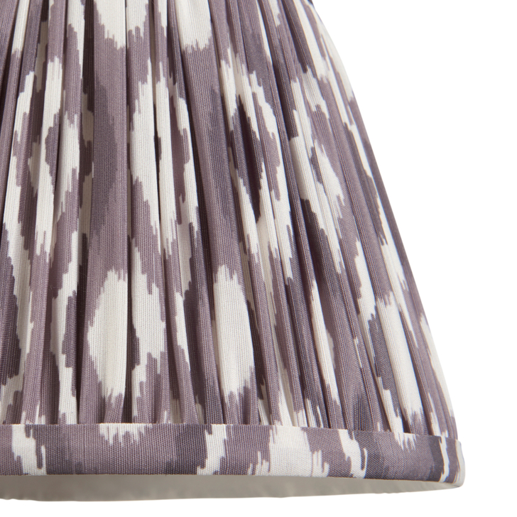 Pearl Grey Ikat Patterned Fabric 20cm Shade - E14/E27/B22 With Fixed Metal Gimbal