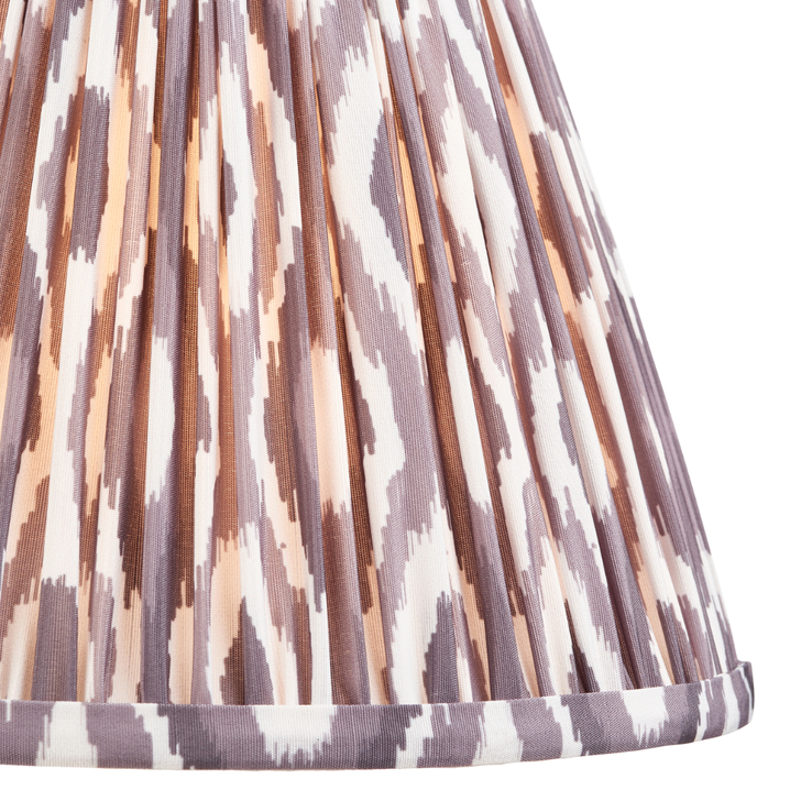 Pearl Grey Ikat Patterned Fabric 25cm Shade - E14/E27/B22 With Fixed Metal Gimbal