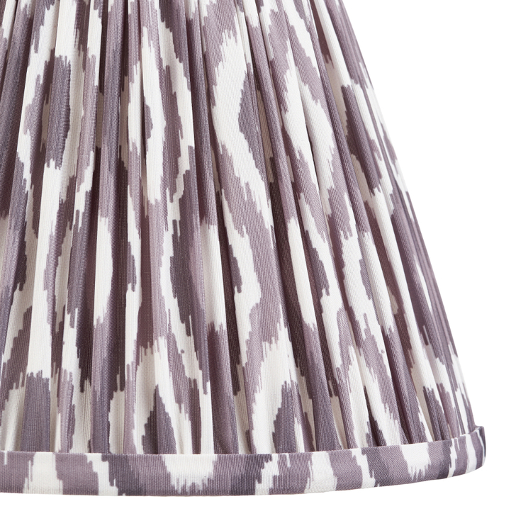 Pearl Grey Ikat Patterned Fabric 25cm Shade - E14/E27/B22 With Fixed Metal Gimbal