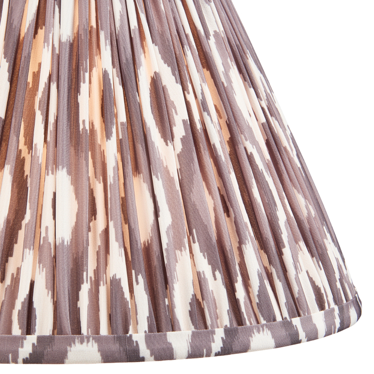Pearl Grey Ikat Patterned Fabric 30cm Shade - E14/E27/B22 With Fixed Metal Gimbal