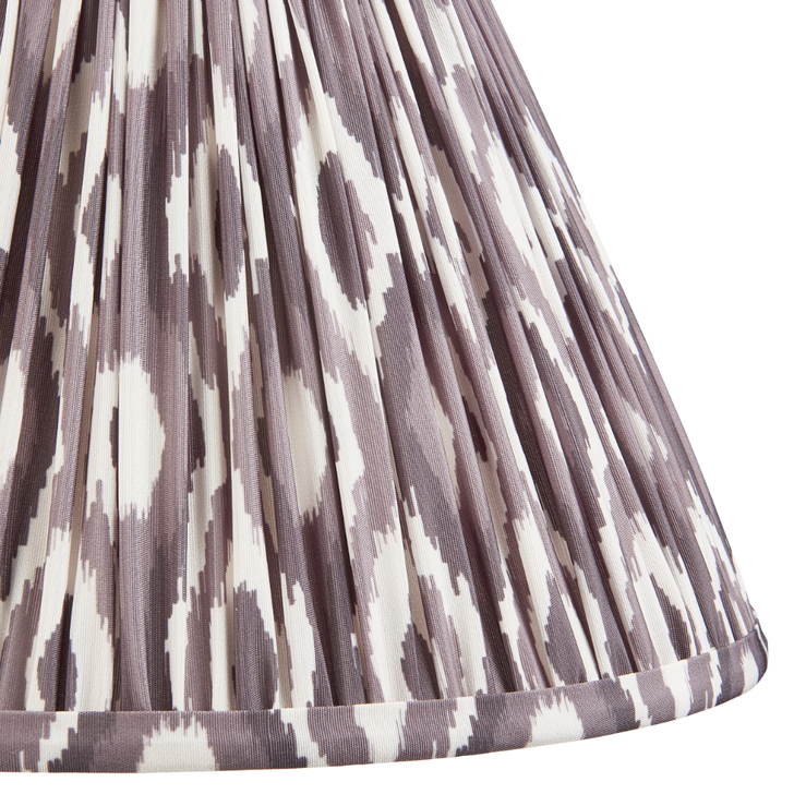 Pearl Grey Ikat Patterned Fabric 30cm Shade - E14/E27/B22 With Fixed Metal Gimbal
