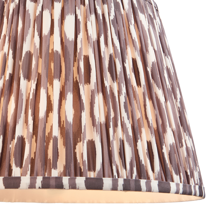 Pearl Grey Ikat Patterned Fabric 35cm Shade - E14/E27/B22 With Fixed Metal Gimbal