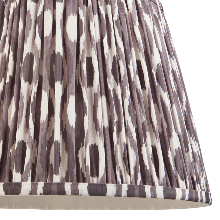 Pearl Grey Ikat Patterned Fabric 35cm Shade - E14/E27/B22 With Fixed Metal Gimbal