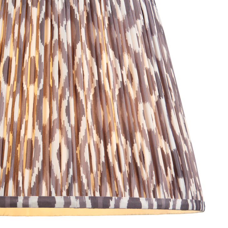 Pearl Grey Ikat Patterned Fabric 40cm Shade - E14/E27/B22 With Fixed Metal Gimbal