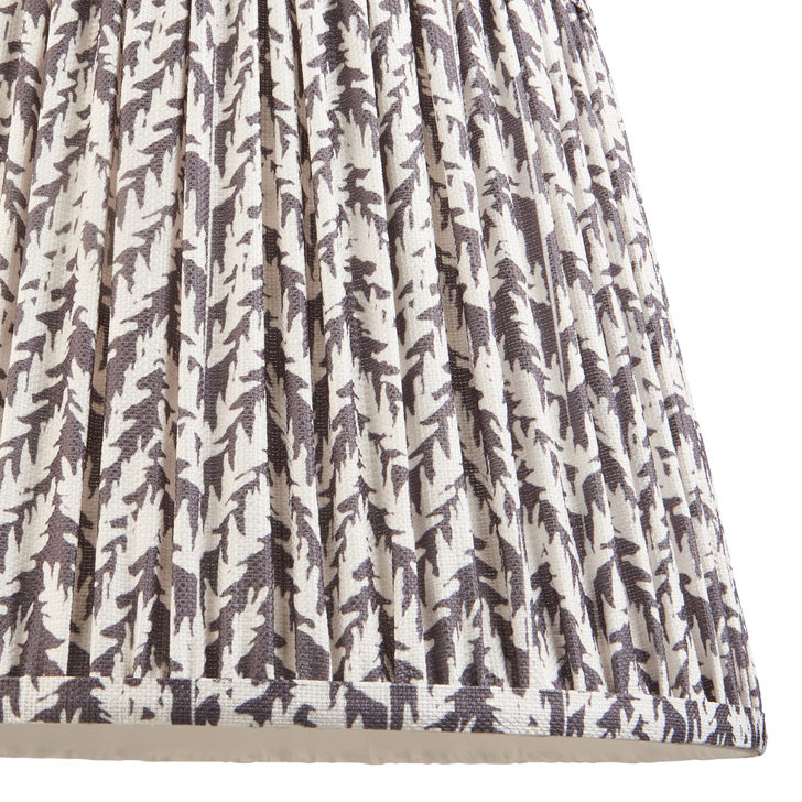 Pearl Grey Leaf Patterned 35cm Lampshade - E14/E27/B22 With Fixed Metal Gimbal