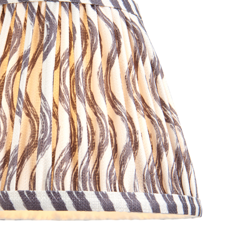Pearl Grey Ripple Patterned Tapered Fabric 20cm Shade - E14/E27/B22 With Fixed Metal Gimbal
