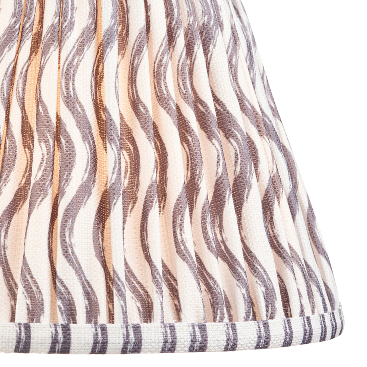 Pearl Grey Ripple Patterned Tapered Fabric 25cm Shade - E14/E27/B22 With Fixed Metal Gimbal