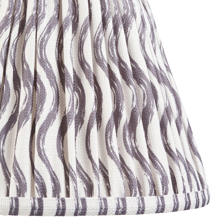 Pearl Grey Ripple Patterned Tapered Fabric 25cm Shade - E14/E27/B22 With Fixed Metal Gimbal