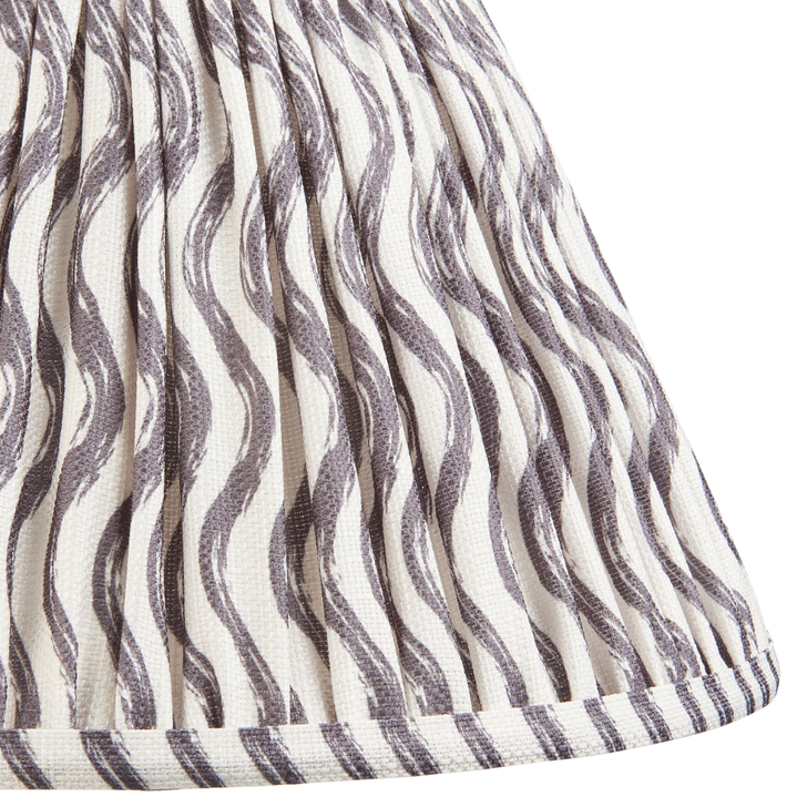 Pearl Grey Ripple Patterned Tapered Fabric 30cm Shade - E14/E27/B22 With Fixed Metal Gimbal