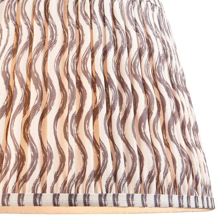 Pearl Grey Ripple Patterned Tapered Fabric 35cm Shade - E14/E27/B22 With Fixed Metal Gimbal