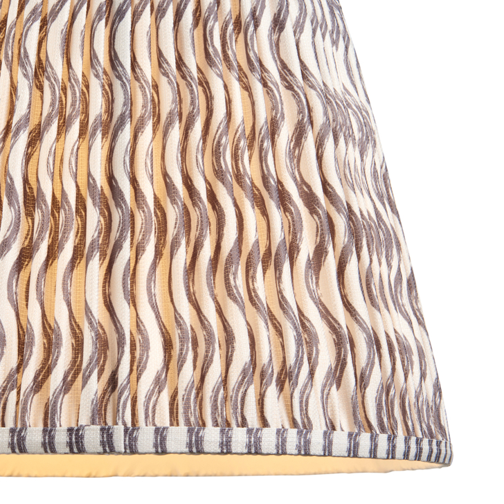 Pearl Grey Ripple Patterned Tapered Fabric 40cm Shade - E14/E27/B22 With Fixed Metal Gimbal