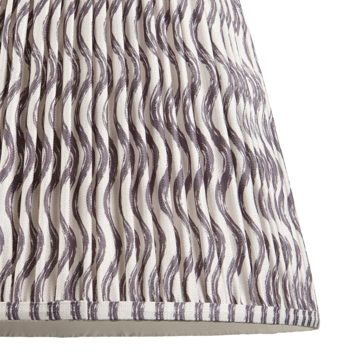 Pearl Grey Ripple Patterned Tapered Fabric 40cm Shade - E14/E27/B22 With Fixed Metal Gimbal