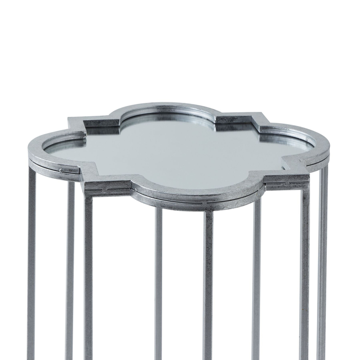 Quarter Foil Mirrored Side Tables With Silver Frame 2 Pack