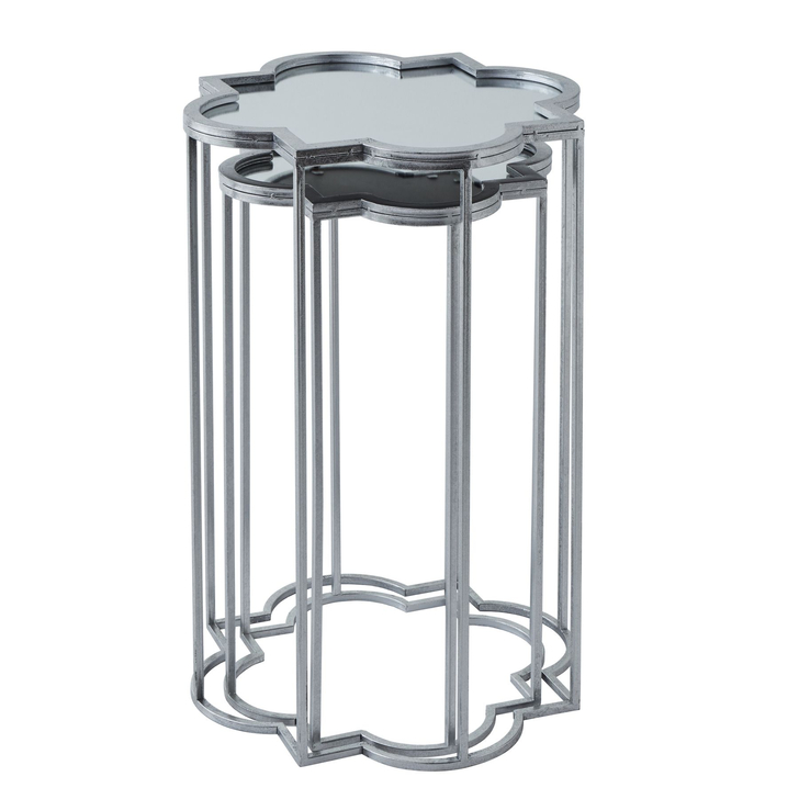 Quarter Foil Mirrored Side Tables With Silver Frame 2 Pack