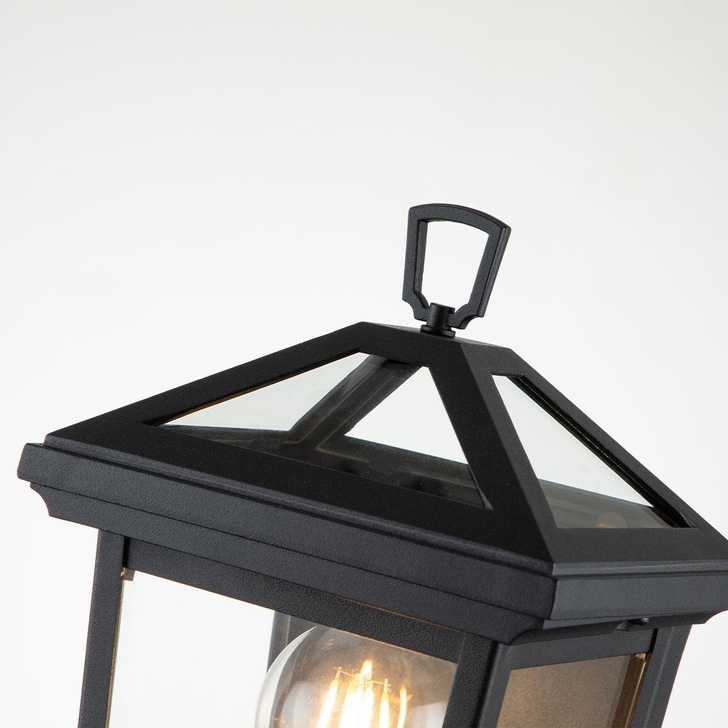 Quintiesse Alford Place 1 Light Exterior Half Lantern In Black Complete With Clear Glass Panels IP44 - QN-ALFORD-PLACE7-S-MB