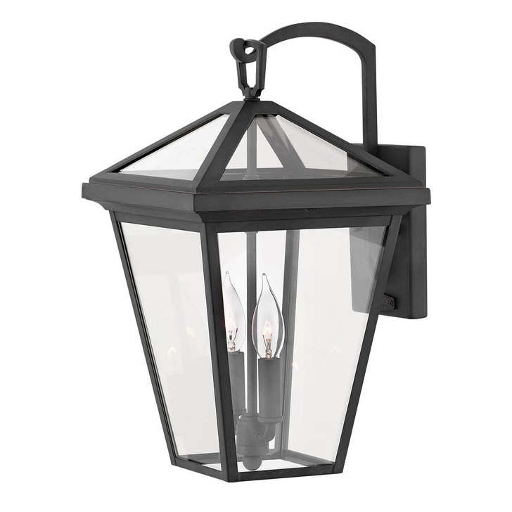 Quintiesse Alford Place 2 Light Medium Exterior Wall Lantern In Black Complete With Clear Glass Panels IP44 - QN-ALFORD-PLACE2-M-MB