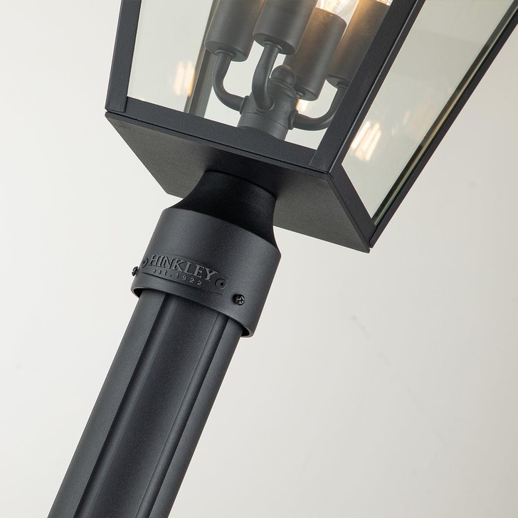 Quintiesse Alford Place 4 Light Outdoor Lamp Post In Black Complete With Clear Glass Panels - IP44 - QN-ALFORD-PLACE5-L-MB