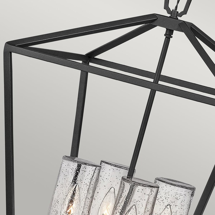 Quintiesse Alford Place 4 Light Outdoor Pendant In Black Complete With Clear Seeded Glasses - QN-ALFORD-PLACE-4P-MB