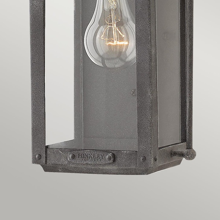 Quintiesse Anchorage 1 Light Exterior Wall Lantern In Aged Zinc Complete With Clear Glass Panels IP44 - QN-ANCHORAGE-S